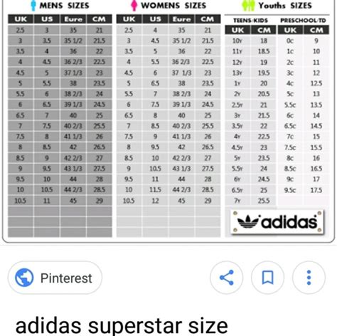 adidas superstar sizing